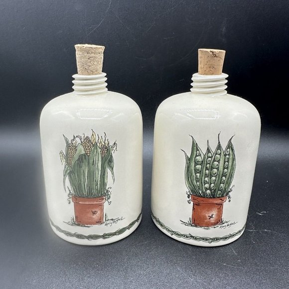 Otagiri Cruet Oil & Vinegar Bottle Jug Mary Hughes Corn & Peas Vintage 1997 - Picture 1 of 13